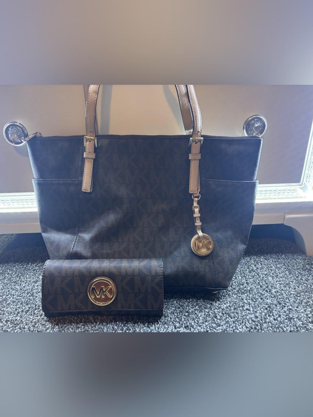 Michael Kors Brown Logo Tote with Matching Wallet
